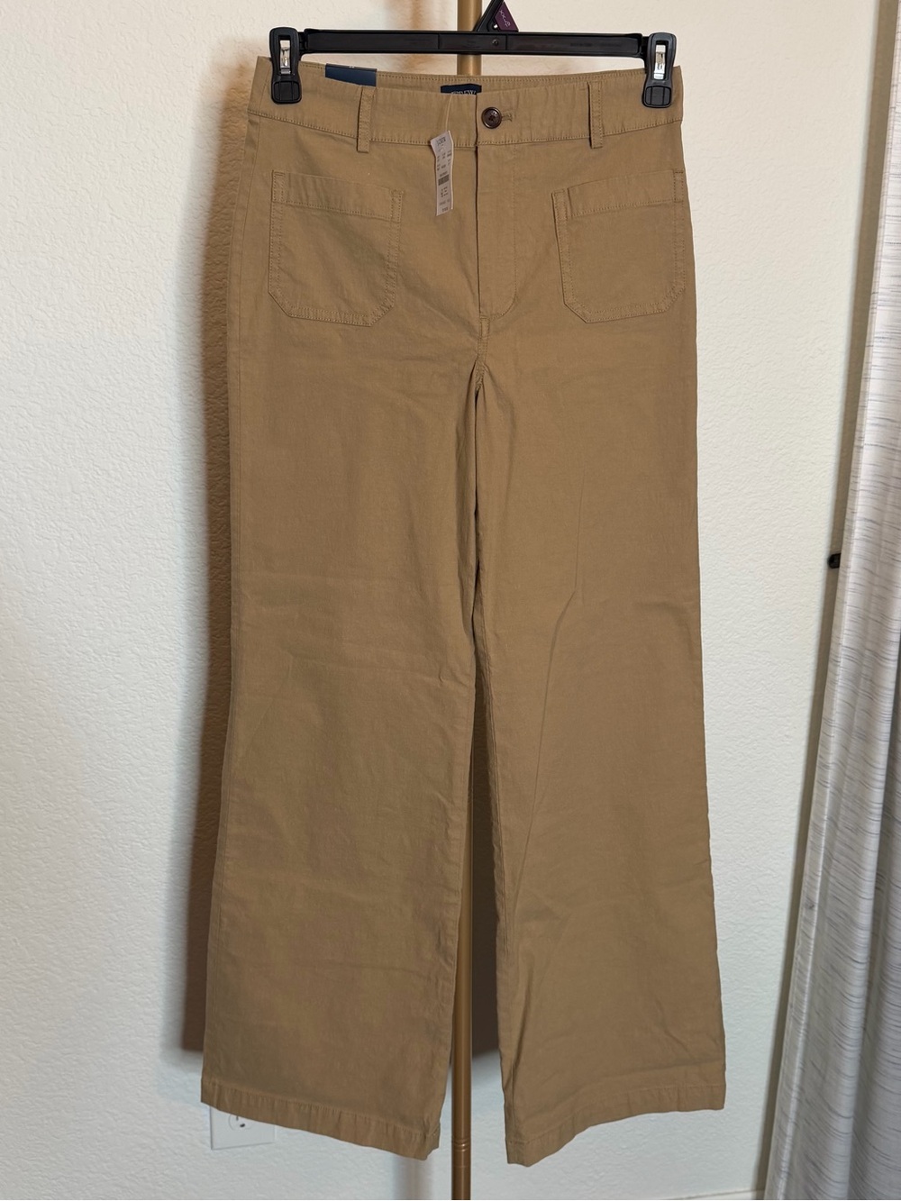 J. Crew Wide Leg Tan Lizzie Linen Blend Pants